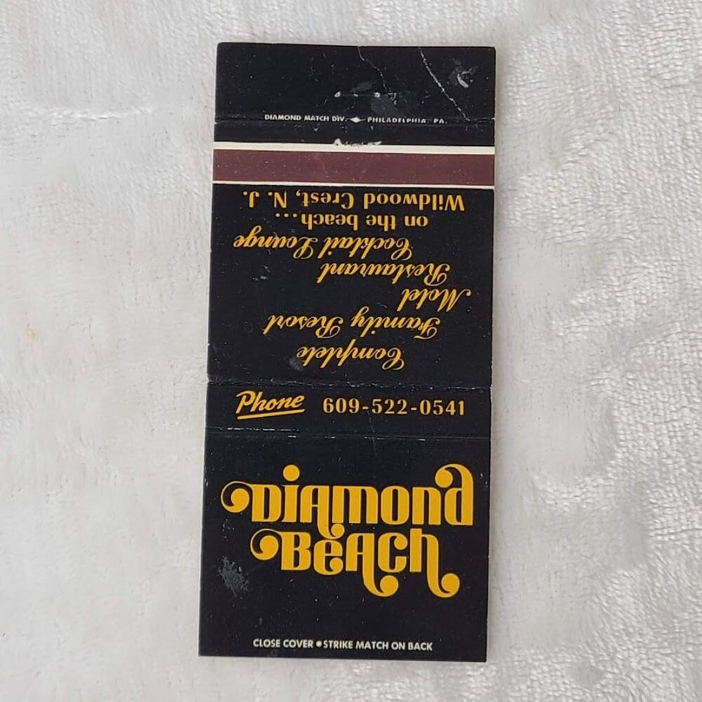 Vintage Matchbook Cover Diamond Beach Motel Restaurant Lounge Wildwood Crest NJ - Picture 4 of 5